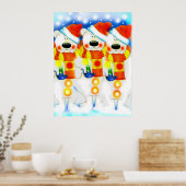 Drei Schneemänner zu Weihnachten Poster (Küche)