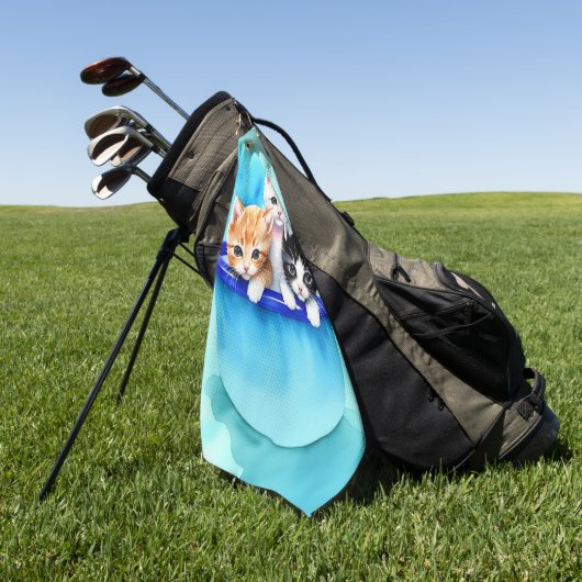 Drei schöne Kätzchen Golfhandtuch (Gras)