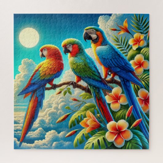 Drei schöne Papageien Puzzle (Vertikal)