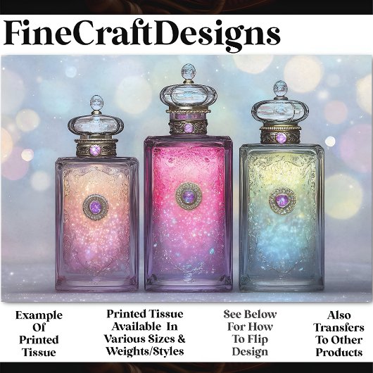 Drei schöne Parfümflaschen AF6 Decoupage Seidenpapier