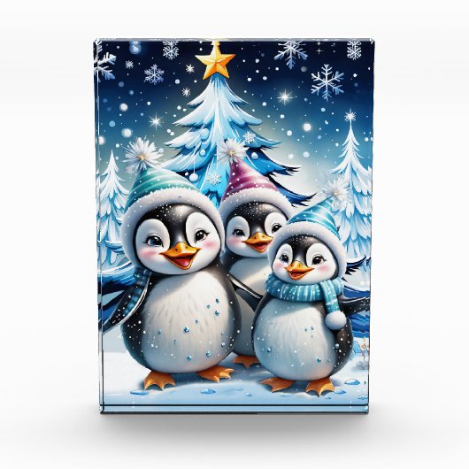 Drei schöne Pinguine Fotoblock (Vorderseite)