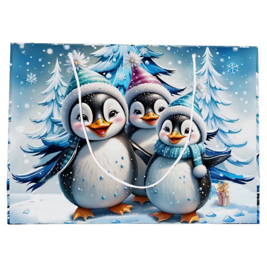Drei schöne Pinguine Große Geschenktüte (Rückseite)