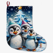 Drei schöne Pinguine Großer Weihnachtsstrumpf (Vorderseite)