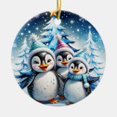 Drei schöne Pinguine Keramik Ornament (Vorne)