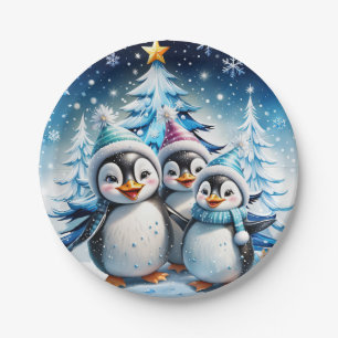 Drei schöne Pinguine Pappteller