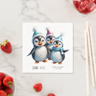 Drei schöne Pinguine Serviette