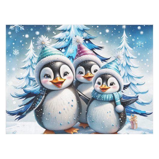 Drei schöne Pinguine Tischdecke (Vorderseite (Horizontal))