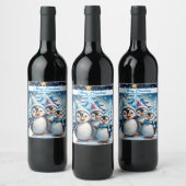 Drei schöne Pinguine Weinetikett (Flaschen)