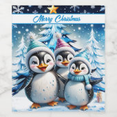 Drei schöne Pinguine Weinetikett (Einzelnes Label)