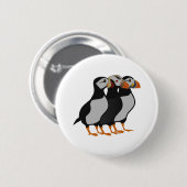 Drei schöne Puffin Stehender Cartoon Button (Vorne & Hinten)