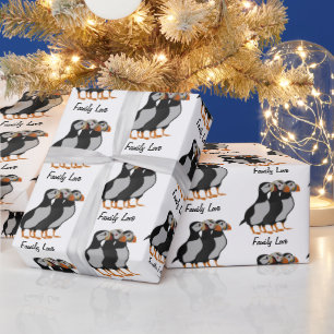 Drei schöne Puffin Stehender Cartoon Geschenkpapier
