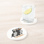 Drei schöne Puffin Stehender Cartoon Getränkeuntersetzer (Seite)