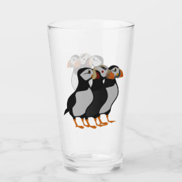 Drei schöne Puffin Stehender Cartoon Glas