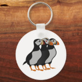 Drei schöne Puffin Stehender Cartoon Schlüsselanhänger (Vorderseite)