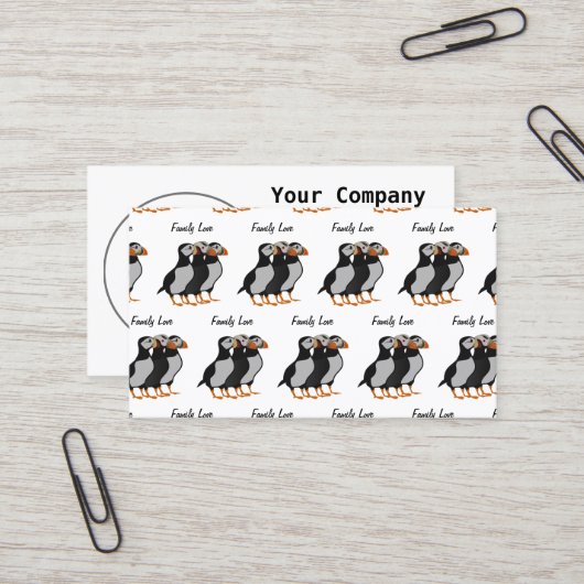 Drei schöne Puffin Stehender Cartoon Visitenkarte (Vorderseite/Rückseite Beispiel)