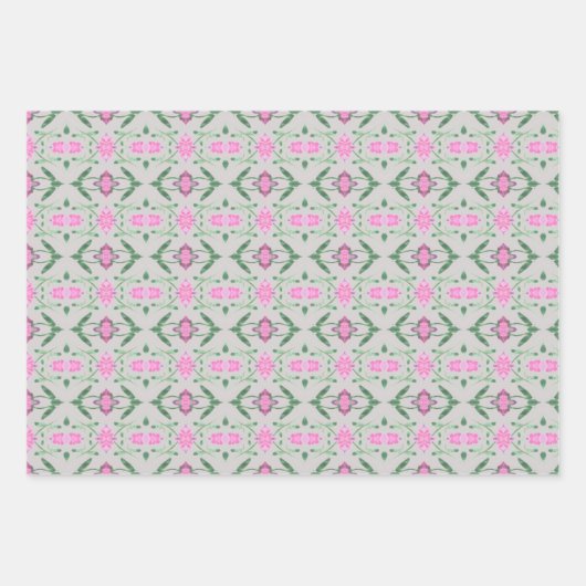 Drei schöne, rosafarbene, aufeinander abgestimmte geschenkpapier set (Vorderseite 3)