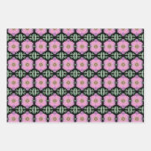 Drei schöne, rosafarbene, aufeinander abgestimmte geschenkpapier set (Vorderseite)