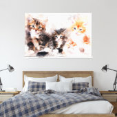 Drei schöne und niedliche Kätzchen Aquarellfarben Leinwanddruck (Insitu (Schlafzimmer))
