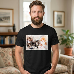 Drei schöne und süße Kätzchen Aquarell T-Shirt