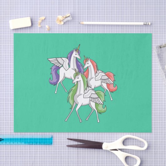 Drei schöne Unicorns. Seidenpapier (Handwerk)