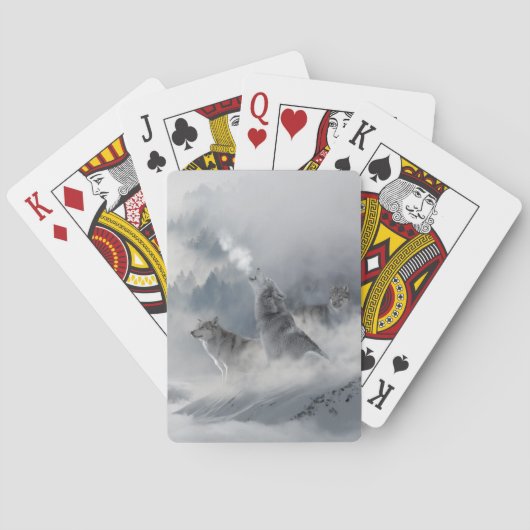Drei schöne Wolfen im Winterschnee Spielkarten (Rückseite)
