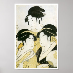Drei Schönheiten, Utamaro, 1790er Poster