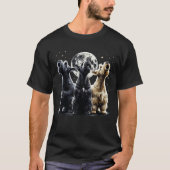 Drei schottische Terrier heulen am Mond wie T-Shirt (Vorderseite)
