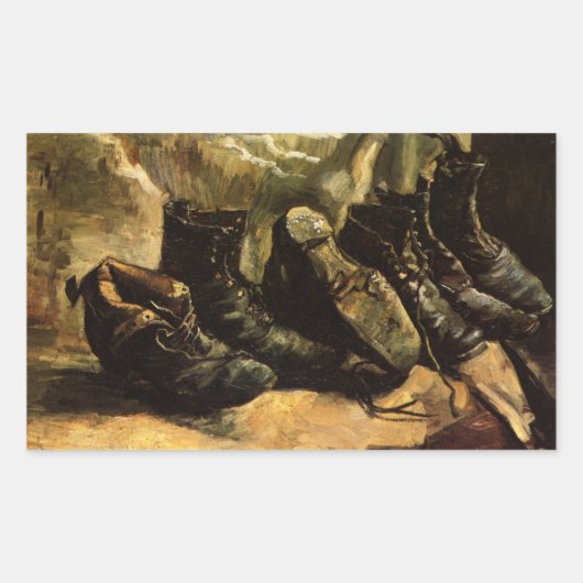 Drei Schuhpaare von Vincent van Gogh Rechteckiger Aufkleber (Vorderseite)