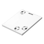 drei schwarz-graue Fußballbälle personalisiert Notizblock (Rotiert)