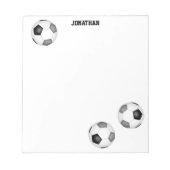 drei schwarz-graue Fußballbälle personalisiert Notizblock (Vorderseite)