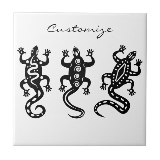 Drei schwarze Eidechsen Thunder_Cove Südwestart Fliese (Vorderseite)