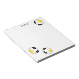 drei schwarze goldene Fußballbälle personalisiert Notizblock