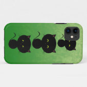 Drei schwarze Katzen auf Grün Case-Mate iPhone Hülle (Rückseite (Horizontal))