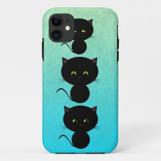 Drei schwarze Katzen auf Türkis Case-Mate iPhone Hülle (Rückseite)