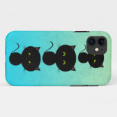 Drei schwarze Katzen auf Türkis Case-Mate iPhone Hülle (Rückseite (Horizontal))