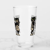 Drei schwarze Katzen, grüne Augen spielen Musik Glas (Links)