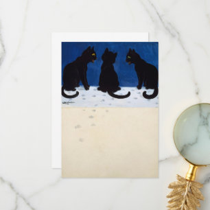 Drei schwarze Katzen im Schnee von Louis Wain Dankeskarte