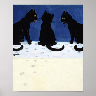 Drei schwarze Katzen im Schnee von Louis Wain Poster