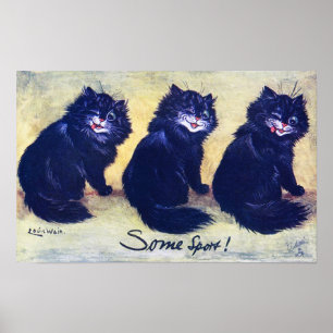 Drei schwarze Katzen, Louis Wain Poster