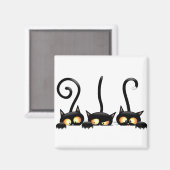 Drei schwarze Katzen Magnet (Vorderseite/Rückseite)
