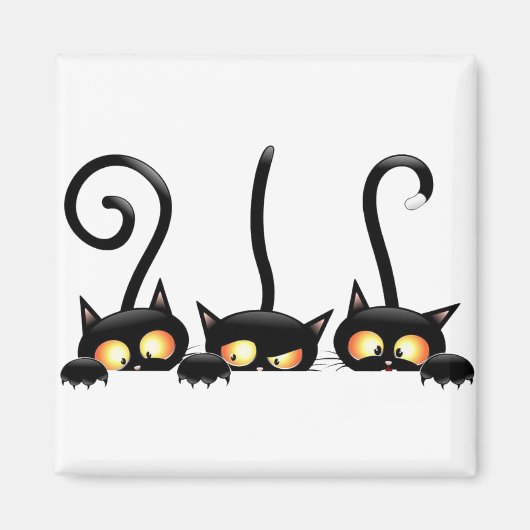 Drei schwarze Katzen Magnet (Vorne)