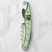 Drei schwarze Katzen spielen Musikinstrumente grün Kellnermesser (Vorderseite)