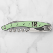 Drei schwarze Katzen spielen Musikinstrumente grün Kellnermesser (Rückseite)