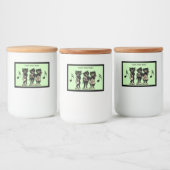 Drei schwarze Katzen spielen Musikinstrumente Lebensmitteletikett (Flaschen)