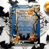 Drei schwarze Katzen spukeln knöchelige Halloween Einladung