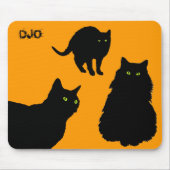 Drei schwarze Katzen und Orange Mousepad (Vorne)