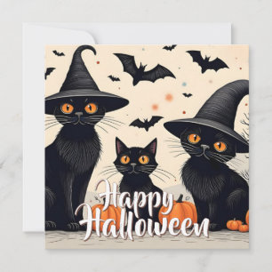 Drei schwarze Katzen zu Halloween