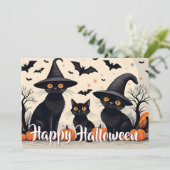 Drei schwarze Katzen zu Halloween (Stehend Vorderseite)