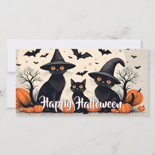 Drei schwarze Katzen zu Halloween (Vorderseite)