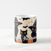 Drei schwarze Katzen zu Halloween Kaffeetasse (Mittel)